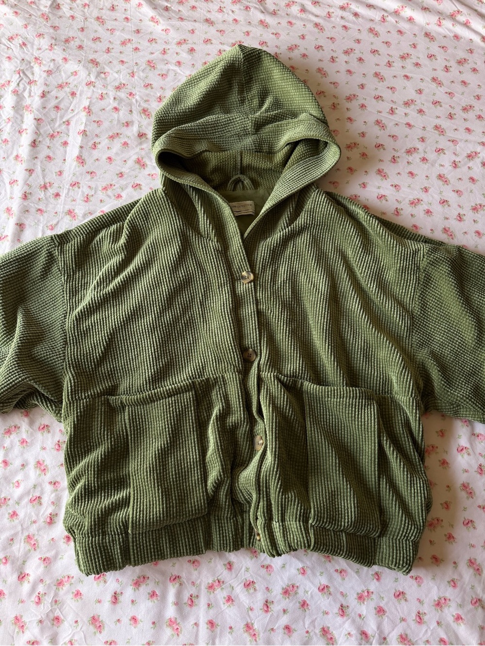 Urban Outfitters Sage Green Ribbed Hooded Jacket